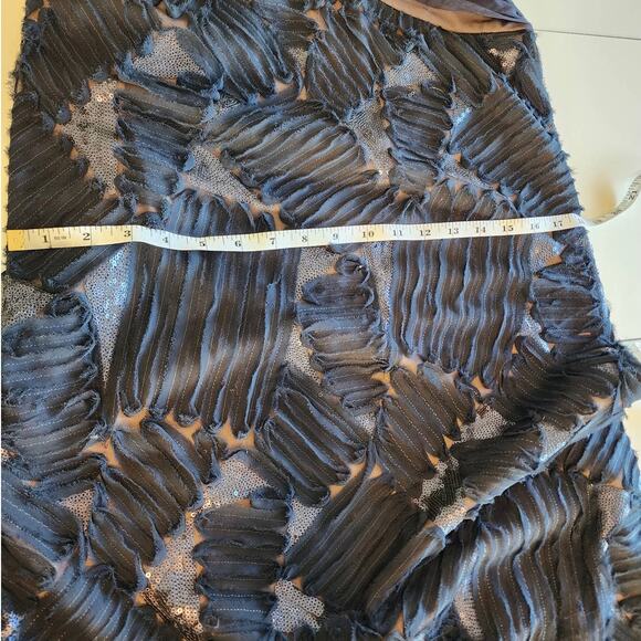 Tadashi Shoji Gown V Neck Cap Sleeve Maxi Formal Navy Blue Size 6 - Picture 6 of 10